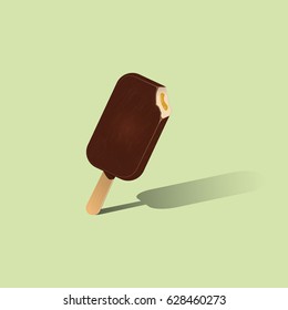 Chocolate ice cream on a stick, isolated