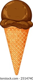 Sorvete de chocolate em um cone de waffle
