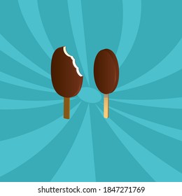 chocolate ice cream on a wooden stick