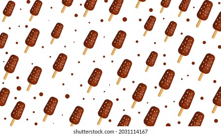 chocolate ice cream pattern on white background