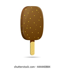 Chocolate ice cream with peanut sticks vector illustration on white