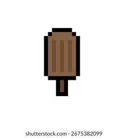 chocolate ice cream pixel art on white background