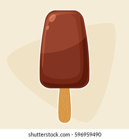 Chocolate ice cream. Popsicle covered in chocolate. Vector art. Eps 10