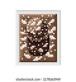 Chocolate ice cream scoop pixel art. Vector illustration.