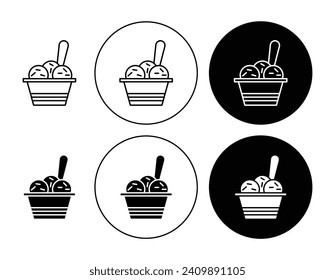 Chocolate Ice Cream Scoop Vector Illustration Set. Milk and Yogurt Ice Cream Scoops Sign suitable for apps and websites UI design style.