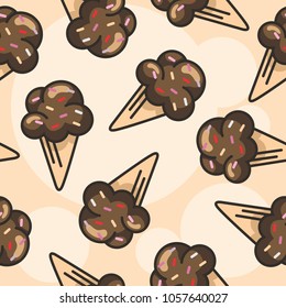 chocolate ice cream seamless pattern background