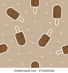 Chocolate Ice Cream Seamless pattern background wallpaper isolated with light chocolate background for fabric textile.