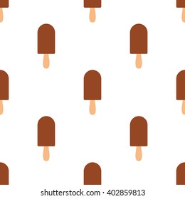 Chocolate ice cream seamless pattern. Chocolate ice cream isolated on white background. Chocolate ice cream background