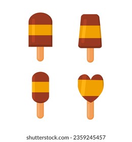 Chocolate ice cream shape vector set design