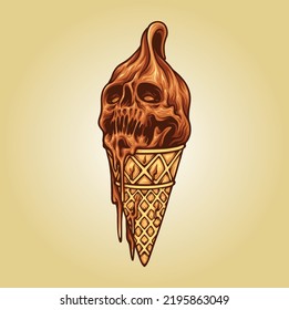 Chocolate ice cream skull illustrations you can use it for any purpose such as merchandise, tshirt, print, tattoo, logo etc