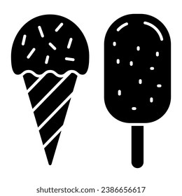 Chocolate ice cream solid icon, Chocolate festival concept, sweet summer dessert sign on white background, Kinds of Ice Cream icon in glyph style for mobile and web design. Vector graphics