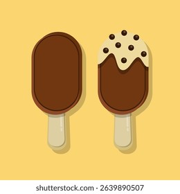 Chocolate Ice Cream Stick with Flat design Style