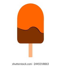 Chocolate ice cream stick isolated on white background vector illustration.