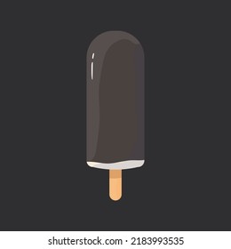 Dibujo vectorial de palo de helado de chocolate. Aislado en un fondo oscuro.