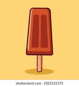 Chocolate ice cream stick vector.