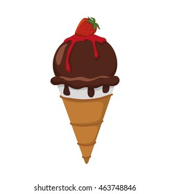 chocolate ice cream sweet dessert delicious icon. Isolated and flat illustration. Vector graphic