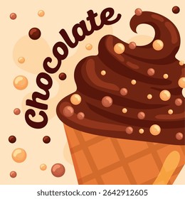 Chocolate ice cream swirl. Vector illustration