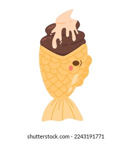 Chocolate ice cream takiyaki illustration 