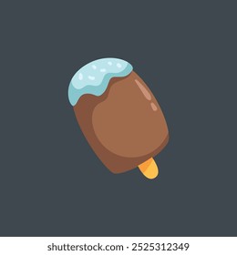 chocolate ice cream with vanilla cream in flat vector design.