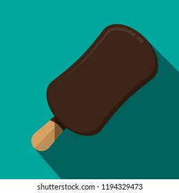Chocolate ice cream vector flat design.