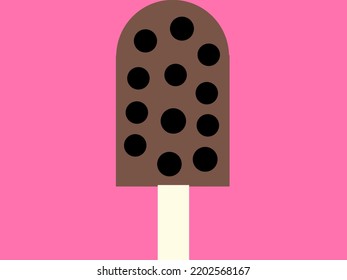 Chocolate ice cream vector on pink background