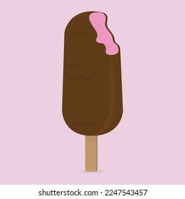 chocolate ice cream vector with realistic strawberry ice cream