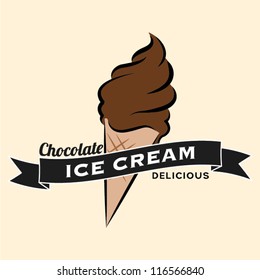 Chocolate ice cream vintage retro label