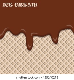 Chocolate ice cream with wafer vintage abstract. Vector illustration