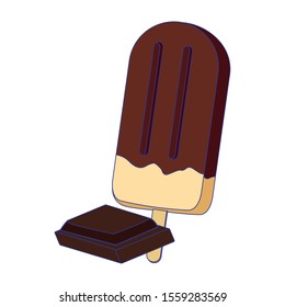 chocolate ice lolly icon over white background, vector illustration