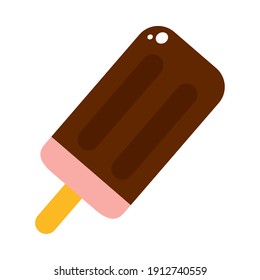 icono de solla de hielo de chocolate sobre fondo blanco, diseño colorido, ilustración vectorial