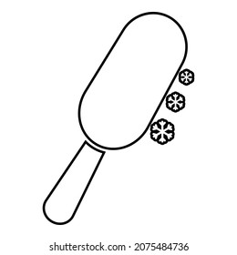 Chocolate ice on stick Eskimo confection contour outline icon black color vector illustration flat style simple image