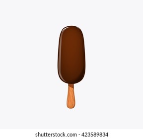 chocolate icecream dessert on wooden stick.