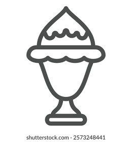 Chocolate icecream in glass cup line icon, sweets dairy concept. Vector graphics. Sweet ice cream sign on white background, outline style icon for mobile or web design
