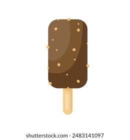 chocolate ice-cream with nuts on a stick