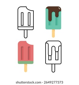 Chocolate ice-cream Popsicle flat icon vector