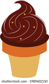 Chocolate ice-cream vector illustration, chocolate dessert 