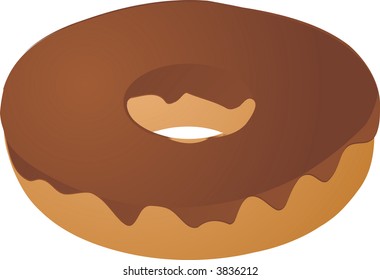 Ilustración isométrica del vector de donut cubierto de hielo de chocolate
