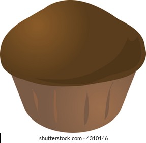 Chocolate icing cupcake muffin. Vector isometric illustration
