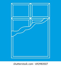 Chocolate icon blue outline style isolated vector illustration. Thin line sign