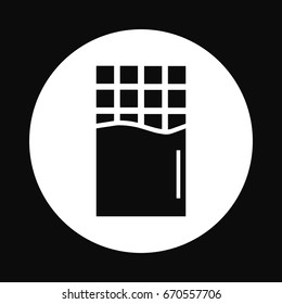 Chocolate icon flat. Black simple chocolate symbol for website, app vector sign