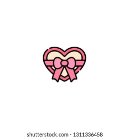 Chocolate icon, flat design line art thin style, Valentines day signs and love symbols, Wedding infographics. Colorful icon on a white background, Vector illustration