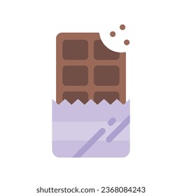 Chocolate icon in flat style isolated on white background. Candy bar desserts symbol vector illustration.