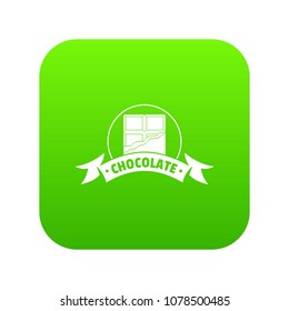 Chocolate icon green vector isolated on white background