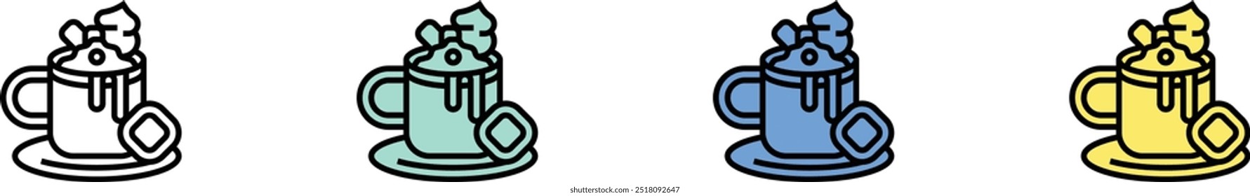 chocolate icon. Outline, Green, Blue and Yellow Style Design Isolated On White Background