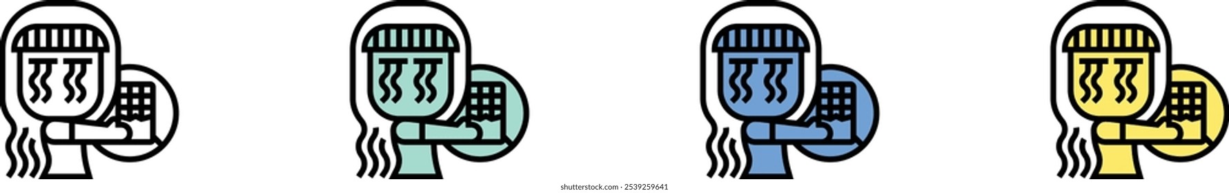 chocolate icon. Outline, Green, Blue and Yellow Style Design Isolated On White Background