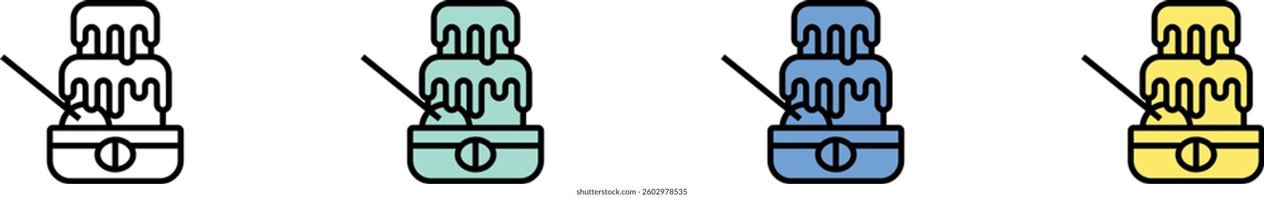 chocolate icon. Outline, Green, Blue and Yellow Style Design Isolated On White Background