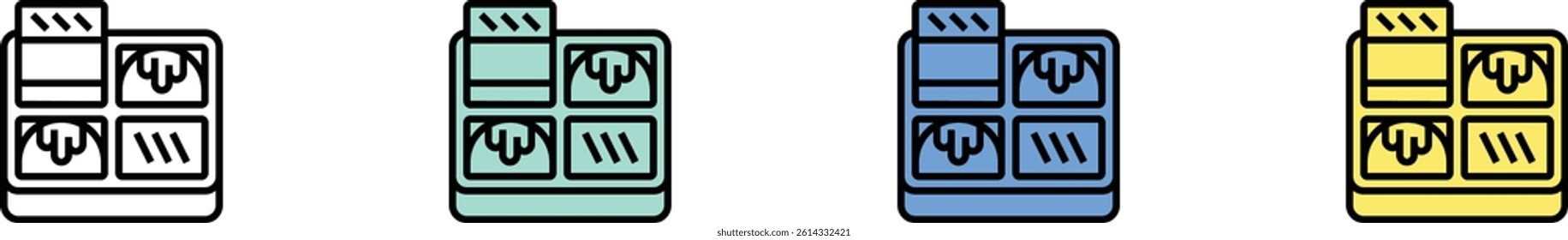 chocolate icon. Outline, Green, Blue and Yellow Style Design Isolated On White Background