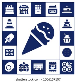chocolate icon set. 17 filled chocolate icons.  Simple modern icons about  - Cake, Popsicle, Ice cream, Cupcake, Creme caramel, Biscuit, Gummy, Candy shop, Chocolate, Nougat, Cream