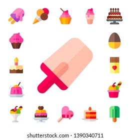 chocolate icon set. 17 flat chocolate icons.  Simple modern icons about  - ice cream, muffin, cake, popsicle, jelly, chocolate egg, wedding cake, cake slice