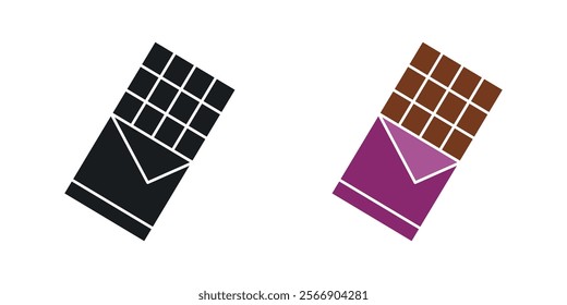 Chocolate icon set in black and colored